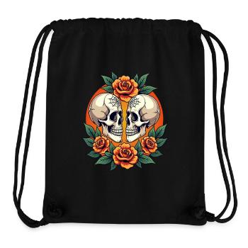Crânes & Fleurs Sombre Esthétique Floral - Sac à cordon recyclé Stanley/Stella - noir - Devant