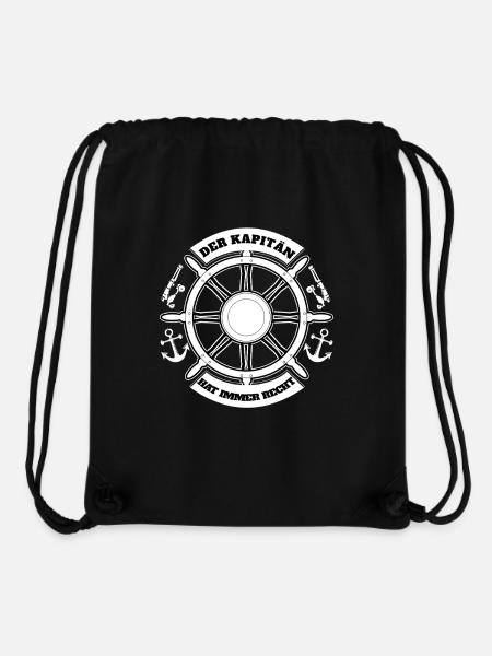 Kapitän Boot Schiff Spruch Meer Anker Steuerrad - Stanley/Stella recycelter Gym Bag - Schwarz