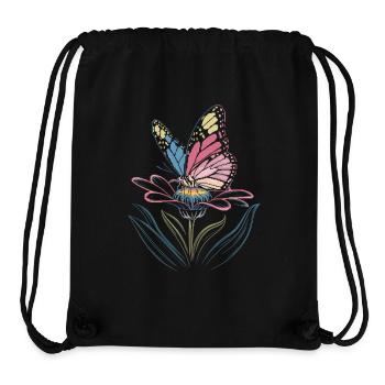 Papillon vibrant sur la conception de la fleur - Sac à cordon recyclé Stanley/Stella - noir - Devant