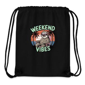 Weekend Vibes – Faultier am Strand - Stanley/Stella recycelter Gym Bag - Schwarz - Vorne