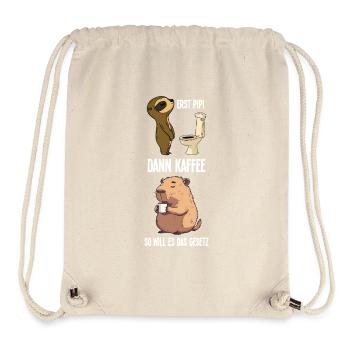 Faultier Capybara Erst Pinkeln Dann Kaffee Morgen - Stanley/Stella recycelter Gym Bag - Naturweiß - Vorne