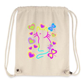 Retro Rainbow Cat Cats Kitten Kids Baby - Stanley/Stella Recycled Gym Bag - natural - Front
