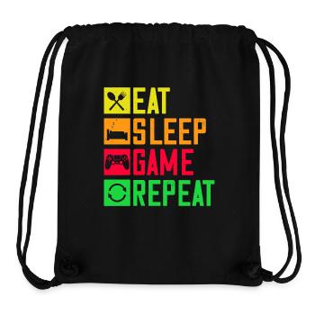 Motif emblématique du jeu vidéo « Mange, dors : Répéter le jeu » - Sac à cordon recyclé Stanley/Stella - noir - Devant