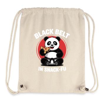 Schwarzer Gürtel in Snack-Fu Funny Food Lover Panda - Stanley/Stella recycelter Gym Bag - Naturweiß - Vorne