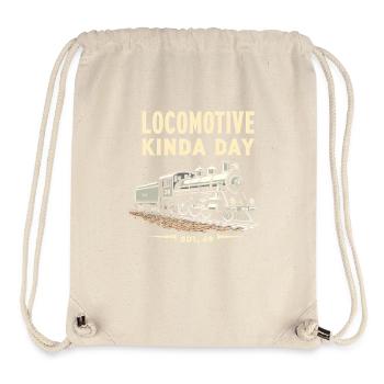 Trajet en train - aventure en locomotive - Sac à cordon recyclé Stanley/Stella - blanc naturel - Devant