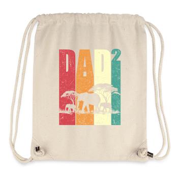 Papa Up Deux Éléphants Safari Cadeau Rétro - Sac à cordon recyclé Stanley/Stella - blanc naturel - Devant