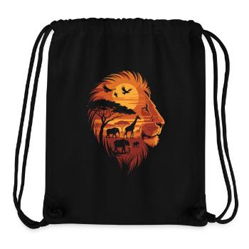 Savane à la Tête de Lion - Roi des Animaux - Sac à cordon recyclé Stanley/Stella - noir - Devant