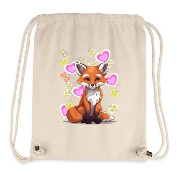 Renard Renards Enfant Enfants Coeur Rétro Années 80 - Sac à cordon recyclé Stanley/Stella - blanc naturel - Devant