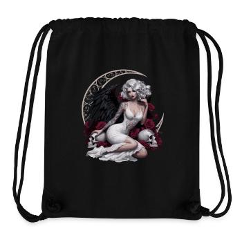 Ange noir avec des roses et un crâne - Sac à cordon recyclé Stanley/Stella - noir - Devant