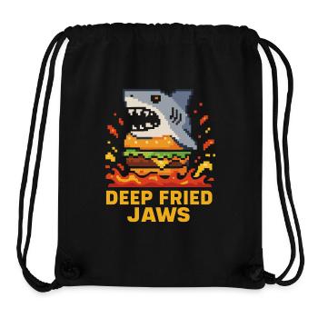 Deep Fried Jaws Pixel Shark Burger - Stanley/Stella recycelter Gym Bag - Schwarz - Vorne