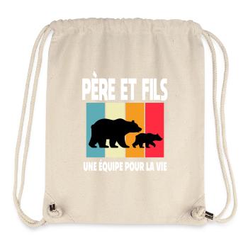 père et fils ours papa ours vintage fête des pères - Sac à cordon recyclé Stanley/Stella - blanc naturel - Devant