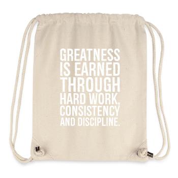 La grandeur se gagne grâce au travail acharné, à la constance - Sac à cordon recyclé Stanley/Stella - blanc naturel - Devant