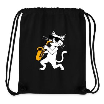 Lustige Katze mit Sonnebrille und Saxophon - Stanley/Stella recycelter Gym Bag - Schwarz - Vorne