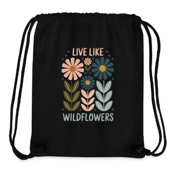 Vivre comme des fleurs sauvages – Libre, sauvage et beau - Sac à cordon recyclé Stanley/Stella - noir - Devant
