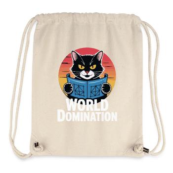Weltherrschaft – Katze mit großen Plänen - Stanley/Stella recycelter Gym Bag - Naturweiß - Vorne