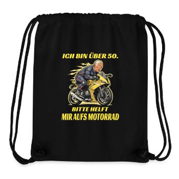 I'm over 50 please help me on the motorcycle - Stanley/Stella Recycled Gym Bag - black - Front