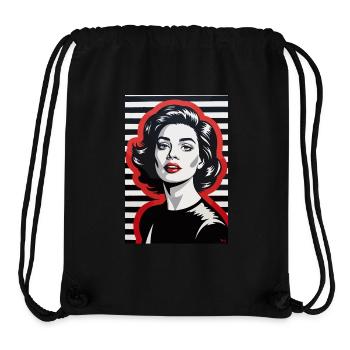 Portrait rétro élégant avec motif rayé - Sac à cordon recyclé Stanley/Stella - noir - Devant