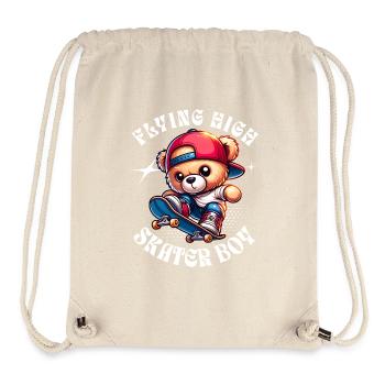 Ours en peluche skateur sur skateboard - Sac à cordon recyclé Stanley/Stella - blanc naturel - Devant