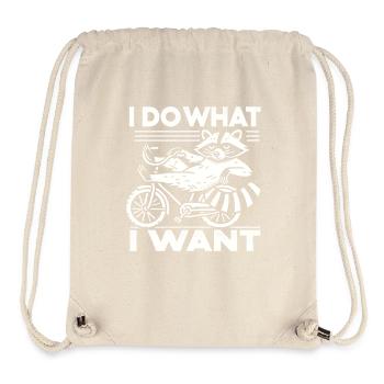 Bicycle raccoon design with cheeky saying - Stanley/Stella Recycled Gym Bag - natural - Front