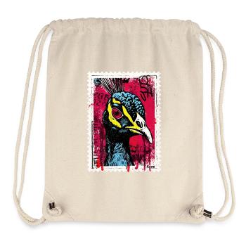 Pfau mit pinkem Blick im Streetart-Look - Stanley/Stella recycelter Gym Bag - Naturweiß - Vorne