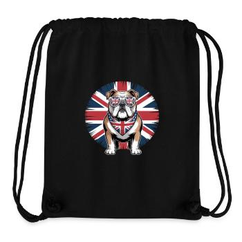 Englische Bulldogge Mit Union Jack Brille - Stanley/Stella recycelter Gym Bag - Schwarz - Vorne