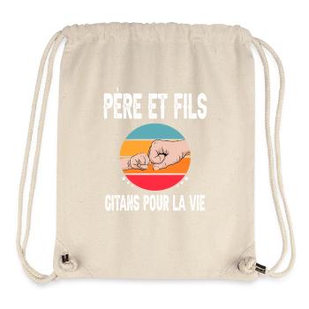 père et fils papa gitan vintage fête des pères - Sac à cordon recyclé Stanley/Stella - blanc naturel - Devant
