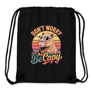 Don’t Worry Be Capy - Capybara rétro - Sac à cordon recyclé Stanley/Stella - noir - Devant