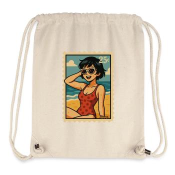 Sommer-Sonne-Girlals Retro Briefmarke - Stanley/Stella recycelter Gym Bag - Naturweiß - Vorne