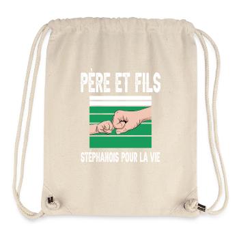 père et fils supporter stéphanois saint étienne - Sac à cordon recyclé Stanley/Stella - blanc naturel - Devant