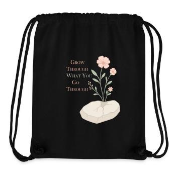 Motif floral inspirant - Espoir et force - Sac à cordon recyclé Stanley/Stella - noir - Devant
