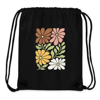 Fleurs sauvages Boho - Sac à cordon recyclé Stanley/Stella - noir - Devant