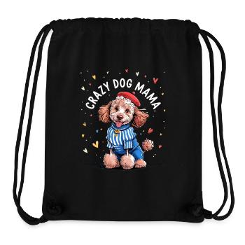 Maman Chien Déjantée avec Chien Mignon Stylé - Sac à cordon recyclé Stanley/Stella - noir - Devant