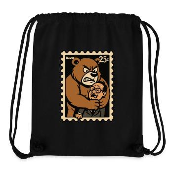Bär umarmt nervösen Büro Mann als Retro Briefmarke - Stanley/Stella recycelter Gym Bag - Schwarz - Vorne