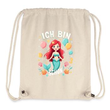 J’ai déjà 3 sirène fille d’anniversaire - Sac à cordon recyclé Stanley/Stella - blanc naturel - Devant