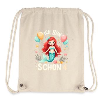J’ai déjà 4 sirène fille d’anniversaire - Sac à cordon recyclé Stanley/Stella - blanc naturel - Devant