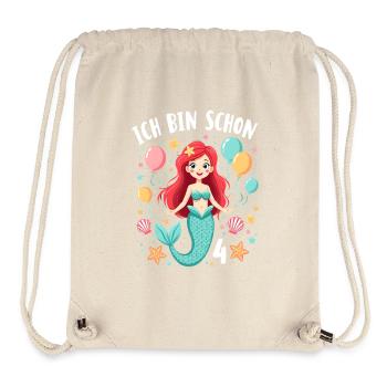 J’ai déjà 4 sirène fille d’anniversaire - Sac à cordon recyclé Stanley/Stella - blanc naturel - Devant
