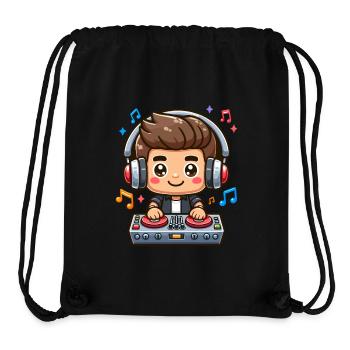 Cool DJ Cartoon Avec Casque Et Table De Mixage - Sac à cordon recyclé Stanley/Stella - noir - Devant