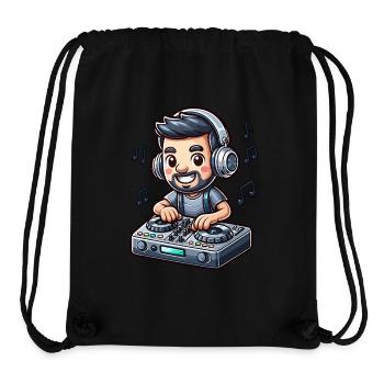 Cool DJ Cartoon Avec Casque Et Table De Mixage - Sac à cordon recyclé Stanley/Stella - noir - Devant