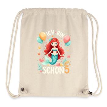 J’ai déjà 5 ans Sirène Birthday Girl - Sac à cordon recyclé Stanley/Stella - blanc naturel - Devant