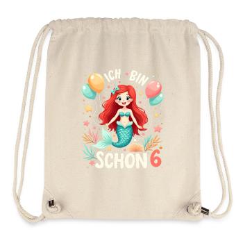 J’ai déjà 6 ans Sirène Birthday Girl - Sac à cordon recyclé Stanley/Stella - blanc naturel - Devant