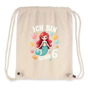J’ai déjà 6 ans Sirène Birthday Girl - Sac à cordon recyclé Stanley/Stella - blanc naturel - Devant