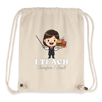 J’ENSEIGNE, DONC JE GRIGNOTE - CADEAU POUR L’ENSEIGNANT - Sac à cordon recyclé Stanley/Stella - blanc naturel - Devant