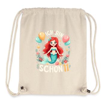 J’ai déjà 11 ans Sirène Birthday Girl - Sac à cordon recyclé Stanley/Stella - blanc naturel - Devant
