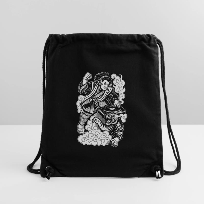 Samurai Shirt: Turntable with Techno & Tiger Stanley/Stella Recycled Gym Bag