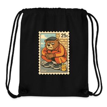 Briefmarke Grimmiger Gopnik Bär im Trainingsanzug - Stanley/Stella recycelter Gym Bag - Schwarz - Vorne