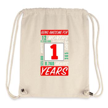 Kinder 1 Jahre Geburtstag Monate Stunden - Stanley/Stella recycelter Gym Bag - Naturweiß - Vorne