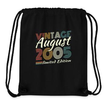 Août 2005 Rétro Vintage Cadeau d’anniversaire - Sac à cordon recyclé Stanley/Stella - noir - Devant