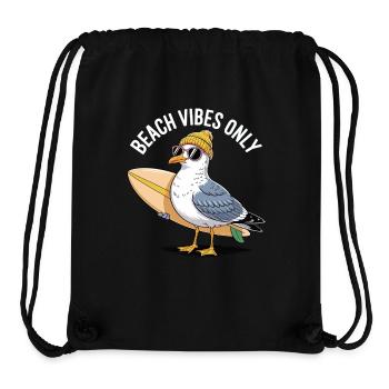 Möwe mit Surfbrett – Beach Vibes Only - Stanley/Stella recycelter Gym Bag - Schwarz - Vorne