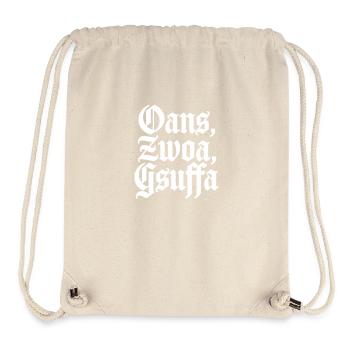 Oans, zwoa, gsuffa! – Bayrischer Feier-Spruch - Stanley/Stella recycelter Gym Bag - Naturweiß - Vorne