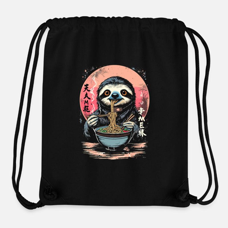 Faultier isst Ramen Japan Nudel Design - Stanley/Stella recycelter Gym Bag - Schwarz
